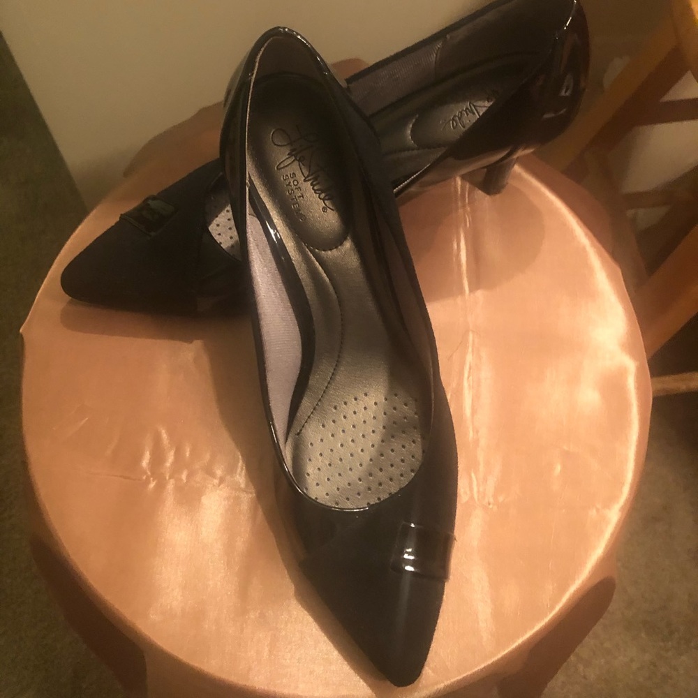 Black Patent & Suede Heels